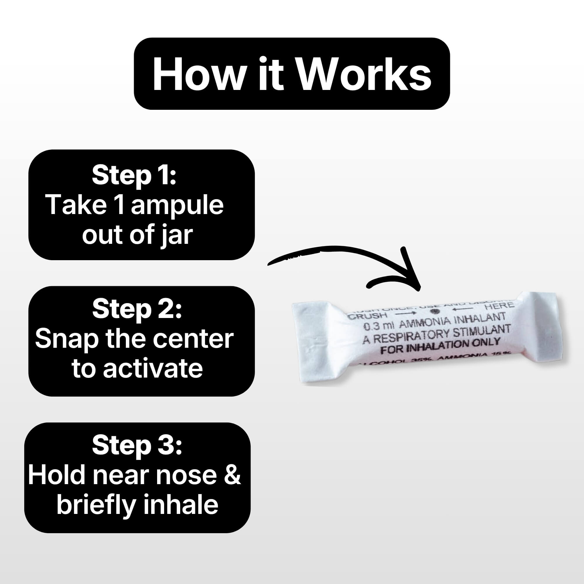 Ammonia Inhalant 10 Crushable Smelling Salts