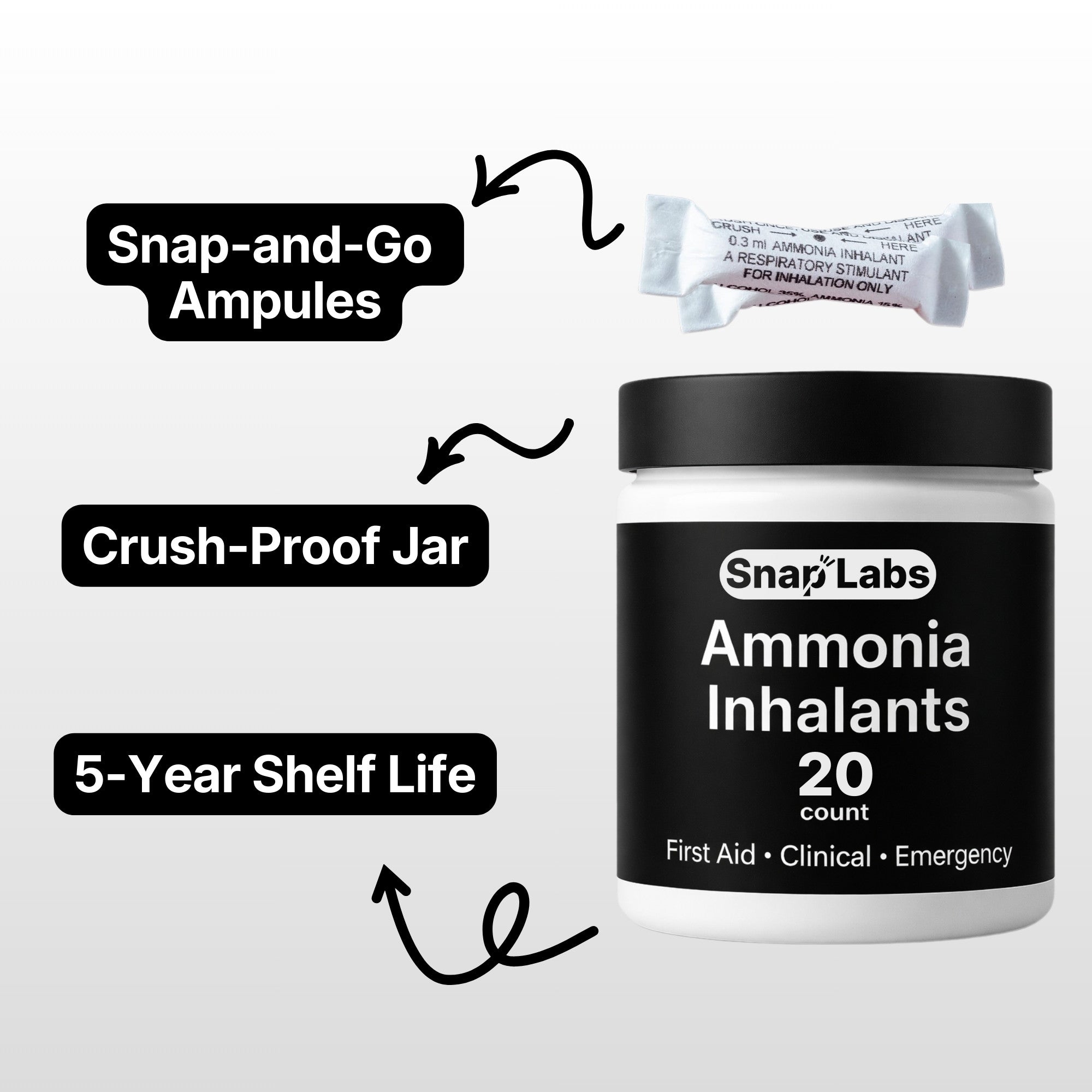 Ammonia Inhalant 20 Crushable Smelling Salts